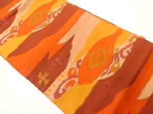 リサイクル 手織り紬抽象模様織出し名古屋帯